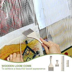 4шт набор деревянных гребней для плетения&nbsp;TOOL-WH0155-173