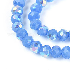 Fili di perline rondelle in vetro opaco placcato color ab&nbsp;EGLA-T029-4mm-09J