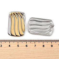 Прямоугольные двухцветные серьги-гвоздики из нержавеющей стали 304&nbsp;EJEW-D308-10B-PG