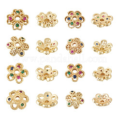 16 шт. 8 стильных латунных колпачка с микропаве из кубического циркония&nbsp;ZIRC-TA0001-23G