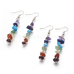 Натуральный камень смешанные болтающийся серьги&nbsp;EJEW-I222-01