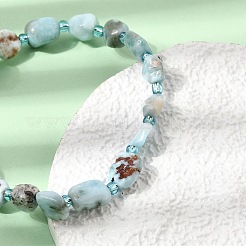 Braccialetti elasticizzati con pepite di larimar naturale&nbsp;GG-CBAAAA7-01