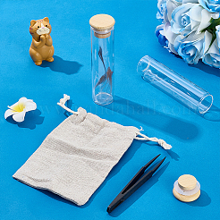 2 шт. стеклянные трубки для хранения бусин с бамбуковыми колпачками для хранения кошачьей шерсти&nbsp;AJEW-WR0002-82