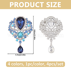 4 broche de aleación de zinc con forma de lágrima de 4 colores para ropa.&nbsp;JEWB-FH0003-27