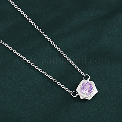 Halsketten mit Anhänger aus Messing und lila Zirkonia-Pavé&nbsp;WG96DED-01