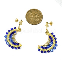 Pendientes colgantes de cuentas de vidrio hechas a mano con forma de luna&nbsp;EJEW-MZ00360-01