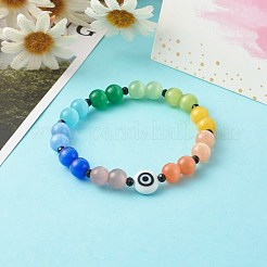 Bracelets élastiques pour les yeux de chat&nbsp;BJEW-JB06356