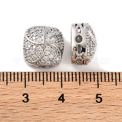 Perle di zirconi cubici trasparenti in micro pavè di ottone&nbsp;KK-S389-25P