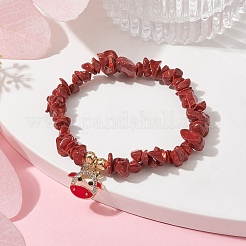 Эластичные браслеты из натуральной окрашенной говлитовой крошки&nbsp;BJEW-JB09754-02