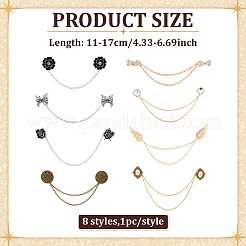 8 шт. 8 стиля цепочка из сплава со стразами для шляпы&nbsp;JEWB-ME0001-07