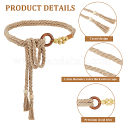 Ceinture à pompon en coton tissé à la main pour femme&nbsp;AJEW-CP0010-25C