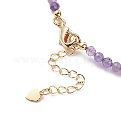 Collana con ciondolo a goccia di zirconi cubici con catene di perline di ametista naturale&nbsp;NJEW-JN04121-02