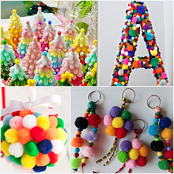 400 Stück 4 Farben Polyester-Pompon-Bälle&nbsp;DIY-SC0031-37C