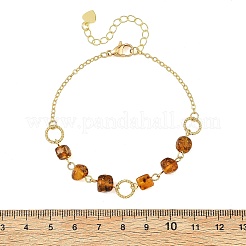 Armbänder aus Messing und natürlichen Bernsteinnuggets&nbsp;BJEW-JB14333