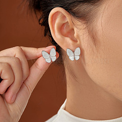 Boucles d'oreilles à tige élégantes en forme de papillon avec pavé de zircons cubiques transparents en laiton de style français&nbsp;CZ6103