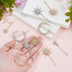 12 Stück Haarspangen mit Eisen-Strass in 6 Stilen&nbsp;PHAR-HS0001-02