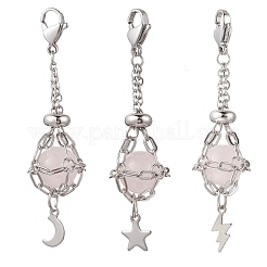 3 pz 304 sacchetto in macramè in acciaio inossidabile con supporto per pietre vuote e decorazioni pendenti&nbsp;HJEW-JM04380-02