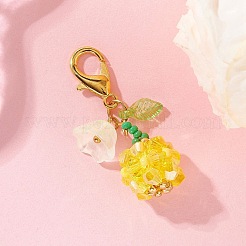 Подвески из стеклянных бусин в виде фруктов и цветов.&nbsp;HJEW-MZ00407