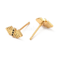 Серьги-гвоздики с бантом из черного кубического циркония&nbsp;EJEW-F281-28G