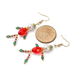 Серьги-подвески из стекла и нержавеющей стали 304 в форме человека&nbsp;EJEW-MZ00482