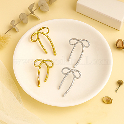 2 пара двухцветных сережек-гвоздиков из латуни с бантом&nbsp;EJEW-GO0002-03