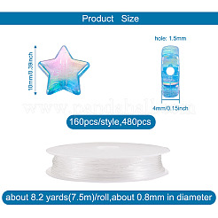 480 pz 3 perline acriliche trasparenti a forma di stella colorate&nbsp;DIY-BT0001-17
