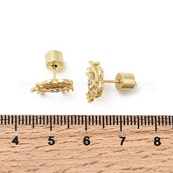 Orecchini a bottone a forma di granchio in ottone micro pavé di zirconi cubici trasparenti&nbsp;EJEW-K319-01G