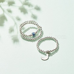 3 Stück 3 Stil natürliche weiße Jade & synthetischer Hämatit Perlen Stretchringe Set mit Halbmond-Anhänger&nbsp;RJEW-JR00469-04