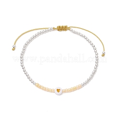 Bracelets tressés en perles rondes en laiton pour femmes&nbsp;BJEW-JB11718-04
