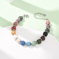 Bracelets ronds en perles de roche de lave naturelle teintées selon les chakras&nbsp;GG-CBA922D-03