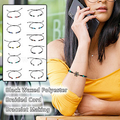 11 Stück 11 Farben schwarz gewachste Polyester geflochtene Kordel Armband machen&nbsp;AJEW-TA00029
