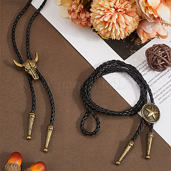 2 шт. 2 стиля регулируемый винтажный галстук-боло из искусственной кожи&nbsp;NJEW-GF0001-12AB-02