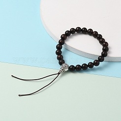 Fabrication de bracelets extensibles en bois de bijoux bouddhistes&nbsp;BJEW-JB05786-03