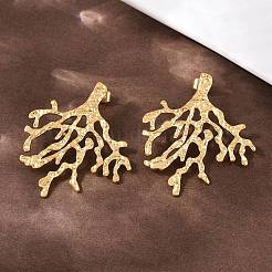 Серьги-гвоздики с кораллами из нержавеющей стали 304&nbsp;EJEW-I320-09G