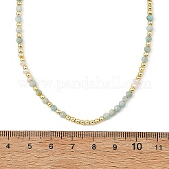 Collane con perline di ematite sintetica non magnetica e perle naturali miste sfaccettate rotonde e rotonde galvanizzate.&nbsp;NJEW-JN06549