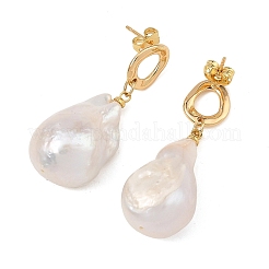 Natürliche Barockperle Keshi Perle baumeln Ohrringe&nbsp;EJEW-JE07499