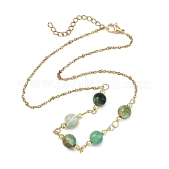 Colliers à perles rondes en jaspe vert naturel fait main&nbsp;NJEW-JN06199