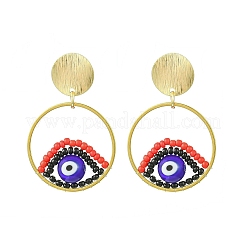 Pendientes colgantes de cuentas de vidrio hechos a mano con forma de ojo malvado&nbsp;EJEW-MZ00371-01