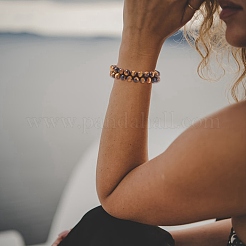 Браслет из натуральных бусин тигровый глаз&nbsp;BJEW-SW00001-11