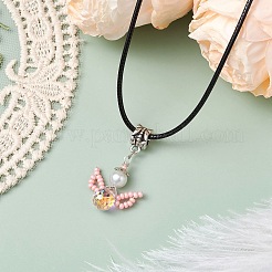 Collane con ciondolo a forma di angelo con perle di vetro e perline di vetro&nbsp;NJEW-MZ00056-04