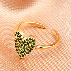 Манжеты из латуни с микро паве кубический цирконий для женщин&nbsp;RJEW-Z113-01G-02