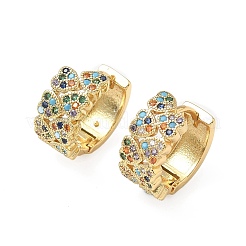 Серьги-кольца в форме сердца из латуни с микропаве из кубического циркония&nbsp;EJEW-A132-10G-01