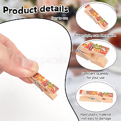 10 Uds. Clips de clavijas artesanales de madera con estampado de flores de 10 estilos&nbsp;AJEW-WH0248-505