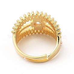 Регулируемое кольцо с прозрачным кубическим цирконием и бриллиантом&nbsp;RJEW-F142-01G