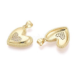 Pendentifs en laiton micro pavé de zircone cubique transparent pour la saint-valentin&nbsp;KK-T080-53G
