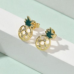 Boucles d'oreilles à tige en laiton et micro pavé de zircones cubiques&nbsp;EJEW-F383-02G-01