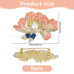 6 шт. эмалевые булавки в виде цветка пиона&nbsp;JEWB-FH0002-10