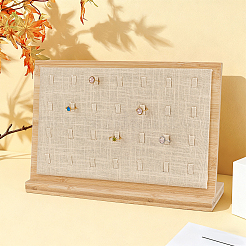 Schmuckring-Organizer-Ausstellungsständer aus Holz mit 28 Schlitz und schräger Rückseite und Leinenstoffmatte&nbsp;ODIS-WH0043-266