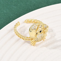 Латунные микро проложить манжеты кольца кубического циркония&nbsp;RJEW-P167-02B-G