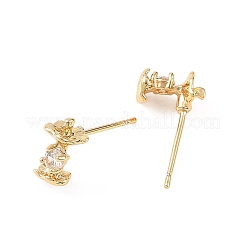 Pendientes de botón Shegrace Apple de latón con micro pavé de circonitas cúbicas transparentes&nbsp;XGRQ4N428-715G